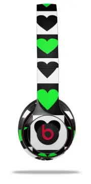 Skin Wrap for Beats Solo Wireless 2 3 4 Hearts Stars Green SKIN ONLY