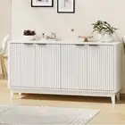 Oikiture Buffet Sideboard Storage Cabinet 4 Doors Cupboard Hallway Table White