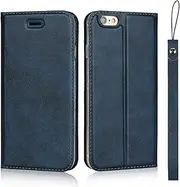 for iPhone 6 Case,iPhone 6s Case (4.7"),Cavor Folio Flip Leather Wallet Phone Case Stand Card Holder Magnetic Closure Clear TPU Bumper Slim Thin Cover Case with Wristlet Strap- Blue
