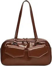 ASIEIT Small Shoulder Bags for Women Fashion Trend Underarm Bag PU Leather Shoulder Underarm Bag Multi Pockets Vintage Business Bags (Brown)