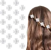 SHUNYUNG Mini White Clover Flower Hair Clips, 20Pcs, 0.63 Inches, Rhinestone, Daisy Flower, Cute Design, Women and Girls