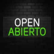 Open Abierto Sign for Business Displays | LED Flex Neon | 32"W x 13"H x 1"D