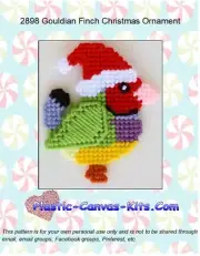 Gouldian Finch Christmas Ornament- Plastic Canvas Pattern or Kit