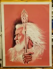 Gandalf ( Ian McKellen) Original Artwork LOTR Charcoal Drawing Art