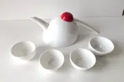 White Bone China Teapot & 4 Cups Windsnow Tangshan Asian Modern Art Birds Nest