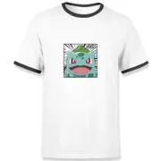 Pokémon Pokédex Bulbasaur #0001 Men's Ringer T-Shirt - White/Black