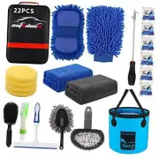 22Pcs Car Wash Cleaning Tools Kit Car Detailing Set with Black Canvas Bag