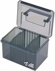 Meiho Versus VS-4060 Smoke Black Plastic Rectangular Hinged Lid Smooth Storage Box, 7.3 x 5.7 x 4.8 inches, 20 Spinnerbaits Capacity, Fishing Tackle Box