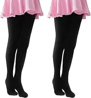 [TUONYIS] 2 Pairs Girls Tights Girls Kids Plain Tights Footed Ballet Tights Girls School Tights Dance Tights Footed Dance Training Tights 40 Denier For Kids Girls 8-10 Old