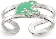 [JewelryWeb] 925 Sterling Silver Solid Green Enameled Frog toe ring