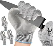 Shield Right Cut Resistant Gloves, Level 5 Protection, PU Coated Palm, Non Slip, Machine Washable, Superior Comfort and Dexterity, Lightweight Kitchen Protective Gloves