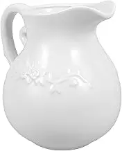 Cabilock White Ceramic Pitcher Vase, Farmhouse Water Pitcher Jug Vase Rustic Pitcher Vintage White Flower Pots with Handle Bouquet Floral Arrangement
