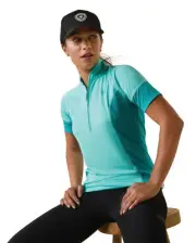 Ariat Womens Cambria Jersey 1/4 Zip Baselayer, Pool Blue, Medium
