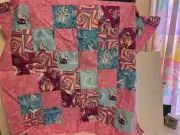 Frozen Unfinished Quilt Top 32x37 100% Cotton Olaf baby size Newly Pieced Pink