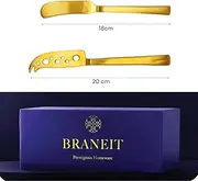 Braneit Prestigious Homeware Marble Soft Cheese Spreader Gold Vintage Knives For Cutting Serving Fruit Fork Two Pair Luxury Top Of The Range Luxury Brand Perfect For Gift Set