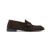 [Saint Laurent] Saint Laurent-Brown Le Suede Leather Loafers-Uomo 43 IT