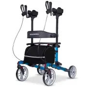 Upright Rollator Walker with Adjustable Armrests & Seat, Supports Up to 136kg