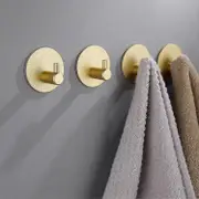 Self Adhesive Bathroom Hooks Heavy Duty 3M Towel Hooks - 4 Pack Gold Wall Hooks for Bathroom Organization (4.5x4.5x2.5cm)