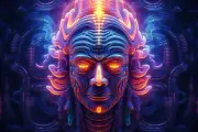 Shiva Shaman UV tapestry, Blacklight Reactive, Psychedelic Wall Hanging DMT Art