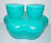 Tupperware 4624 5.6L Chip N Dip Bowl Set NEW Spring Green 6pc Divided Lid Tray