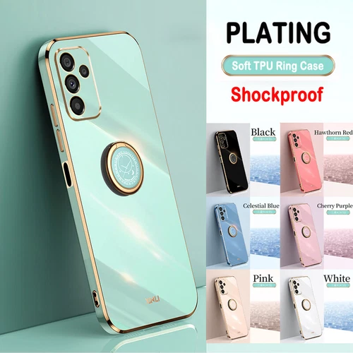 For Samsung A14 A34 A15 A55 A25 A53 A05s Plating Ring Stand Soft TPU Case Cover
