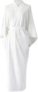 Japanese Kimonos for Women Solid White Japanese Kimono with Belt Japanese Robe Yukata Lining Pajamas for Spa, Traditional Japanese Kimono