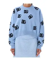 Dolce Gabbana DG Logo Intarsia Crewneck Jumper IT40,IT42 light blue