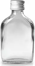 Wares of Knutsford 100 x 50ml Small Glass Bottles with Silver Twist off Lids - Mini Glass Flask Bottles