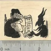 Christmas Krampus Rubber Stamp, Buying Naughty List from Santa J29319 WM