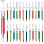 [SunAngel] Multi-Color Syringe Pen Writes In Black Ink,Nurse pens, Imaginary Doctor Play, Office Supplies (red,green,yellow,blue, 24 Pieces)