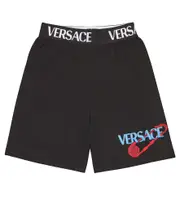 [Versace Kids] Versace Kids Logo-embroidered cotton jersey shorts Y 14 black