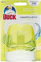 DUCK Toilet Cleaner, Liquid Rim Block, Cleans, Freshens & Fights Stains, Citrus Fragrance, Yellow, 50 ml