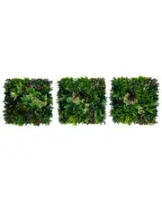 Nearly Natural Set of 3 Indoor/Outdoor UV-Resistant Corfu Island Artificial Living Wall Panels
