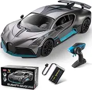 MIEBELY Bugatti Remote Control Car – 1/12 Scale RC Car for Children and Adults – Realistic Bugatti Divo Car with Lights – Detachable Steering Ring for Left and Right-Handed – Max Speed 12km/h Toy Car