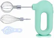 Wynboop MINI Household Cordless Electric Hand Mixer,USB Rechargable Handheld Egg Beater with 2 Detachable Stir Whisks 4 Speed Modes,Baking At Home For Kitchen,Lightweight Portable(Green)