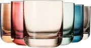 Khen Colored Old-Fashioned Drinking Glasses | Set of 6 | Large 9.6oz Art Deco Stemmed Muted Martini Classic Whiskey, Champagne, Cocktail, Margarita, Martini Wine Glass, Gift Idea, Muted Pastel Colors