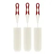 3x Bottle Brush Long Handle Soft Nylon Bristles for Bottles Glass Jars Cups