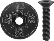 uxcell 1 1/4" OD Bicycle Headset Stem Top Cap Aluminum Alloy Cycling Headset Cover Stem with M6 Bolt for Mountain Bike, Black