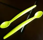 Tupperware Baby / Toddler Long Handle Feeding Spoons Set 6" Yellow NEW
