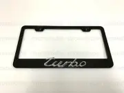 1pc 3D TURBO - BLACK Stainless Steel License Plate Frame w/Screw caps