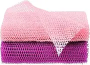2 Pcs African Net Sponge,African Exfoliating Net,Long Exfoliating Bath Sponge,African Towel Exfoliating,Nylon Net,African Net Wash Cloths,Multipurpose net,Back Scrubber for Shower(Pink，Purple)