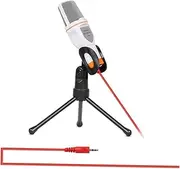 HONITANO Mic Wired Condenser Podcast Studio Microphone with Holder Clip for Skype MSN Karaoke and PC Portable Design Background Noise Reduction Vocal Performance White