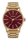 Nixon Sentry Gold Stainless Steel Red Dial Unisex Watch A356-5094 NWT