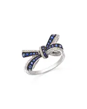 Bloomingdale's Fine Collection Blue Sapphire & Diamond Bow Ring in 14K White Gold