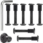 10-Pack M6 x 45mm Black Socket Cap Bolts Barrel Nuts Kit for Furniture Chairs Bed Crib