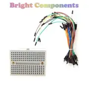 Solderless Prototype Breadboard (170 Points) + 65 Jumper Wires - Electronics