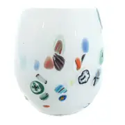 Murano Glass Drinking Glass Tumbler White Hand Made Millefiori