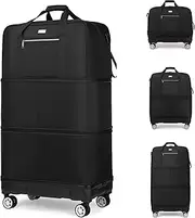 [SOBIY] Large Expandable Foldable Luggage Collapsible Suitcases Rolling Travel Duffel Bag Lightweight Carry-on Suitcase with Spinner Wheels &Anti-Collision Base Case for Women and Men, BLACK, xl