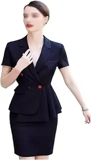 [JUWTEEI] CSCDD Short-Sleeved Suit Skirt Professional Dress Women's Commuter Work Clothes