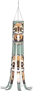 Halloween Garden Cartoon Cute Raccoon Windsock Lights Halloween Lighted Windsock for Patio Yard Pathway Party Decor
